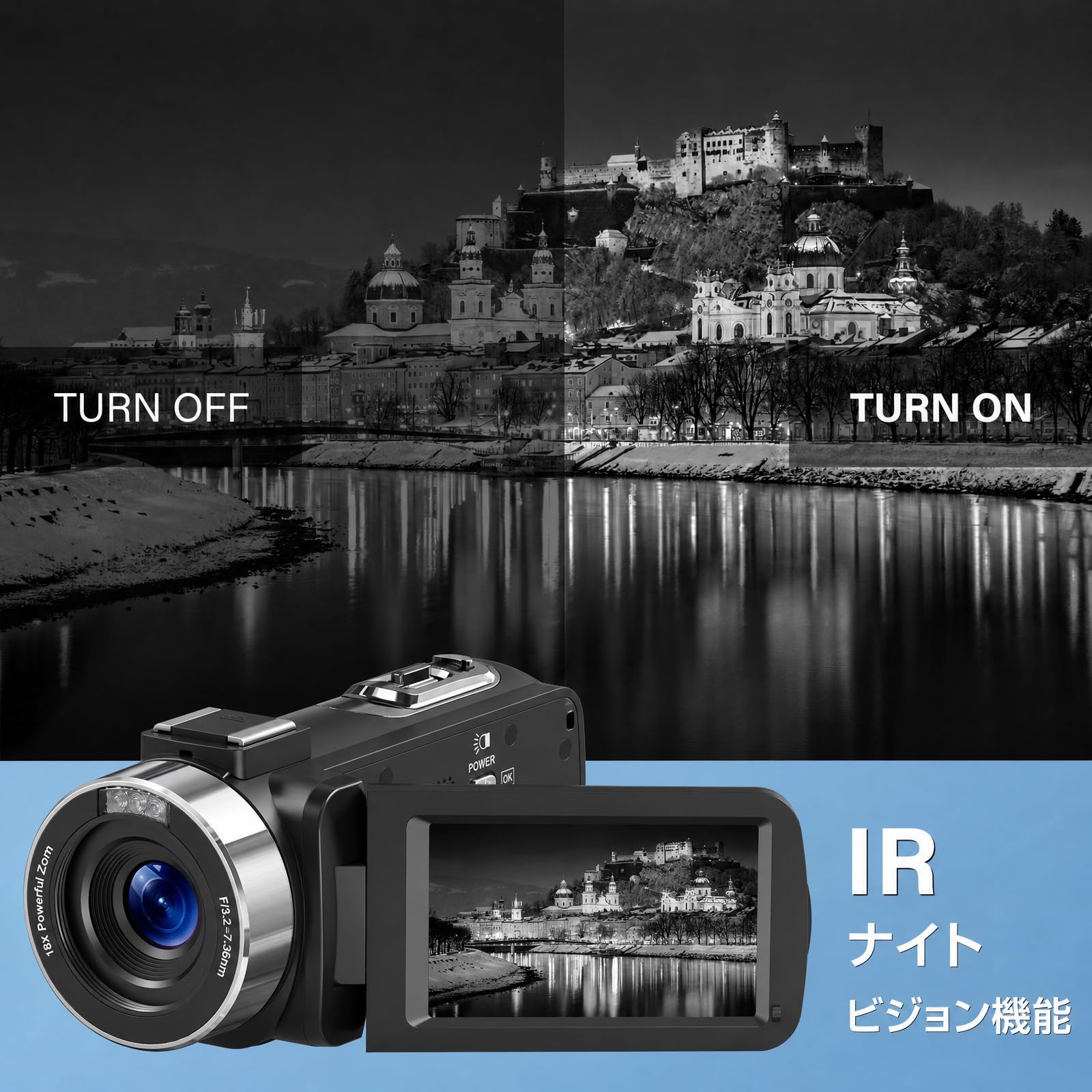 Amazon | ビデオカメラ 4K 80MP 3.0